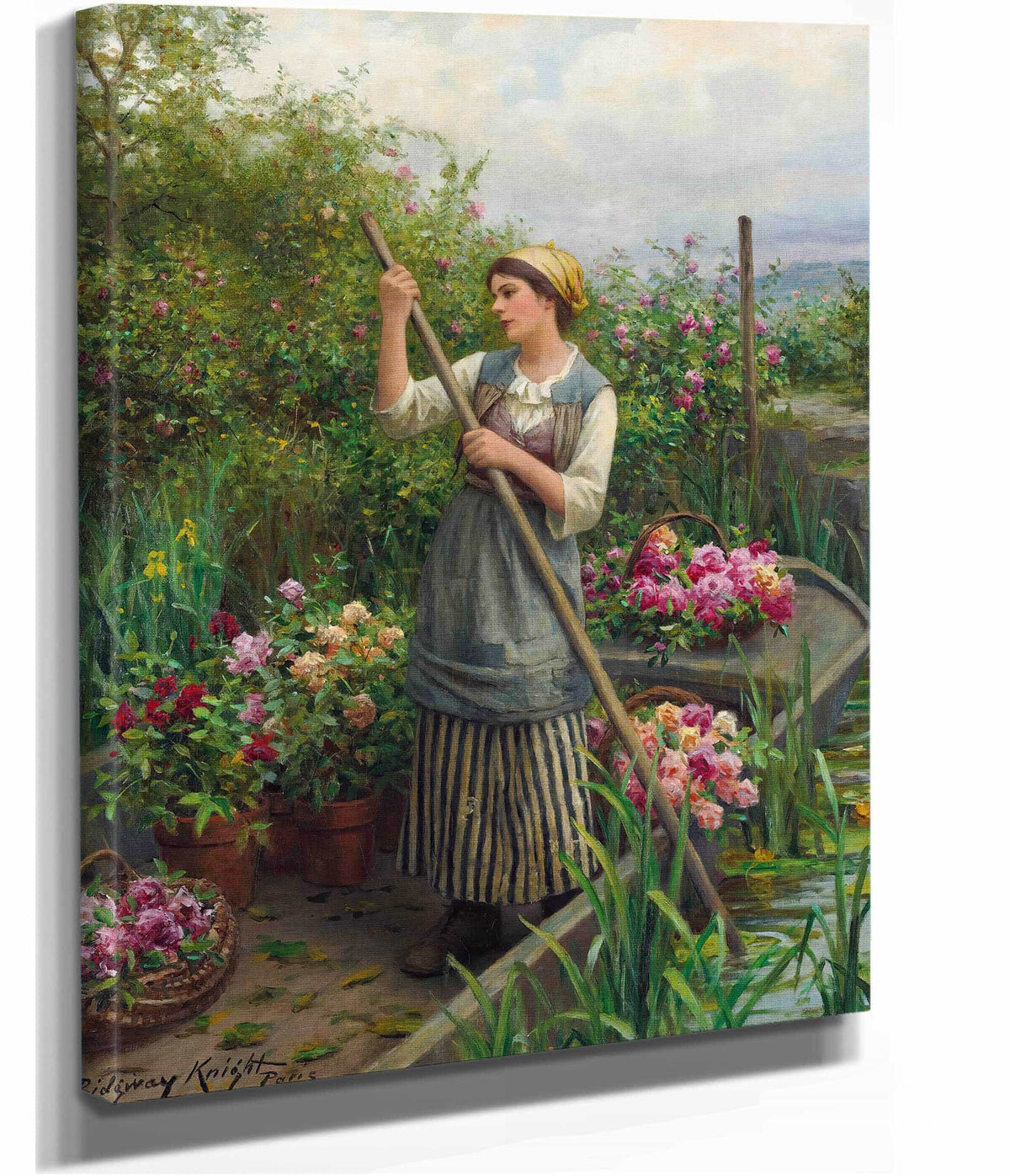 Gathering Flowers Along The River by Daniel Ridgway Knight