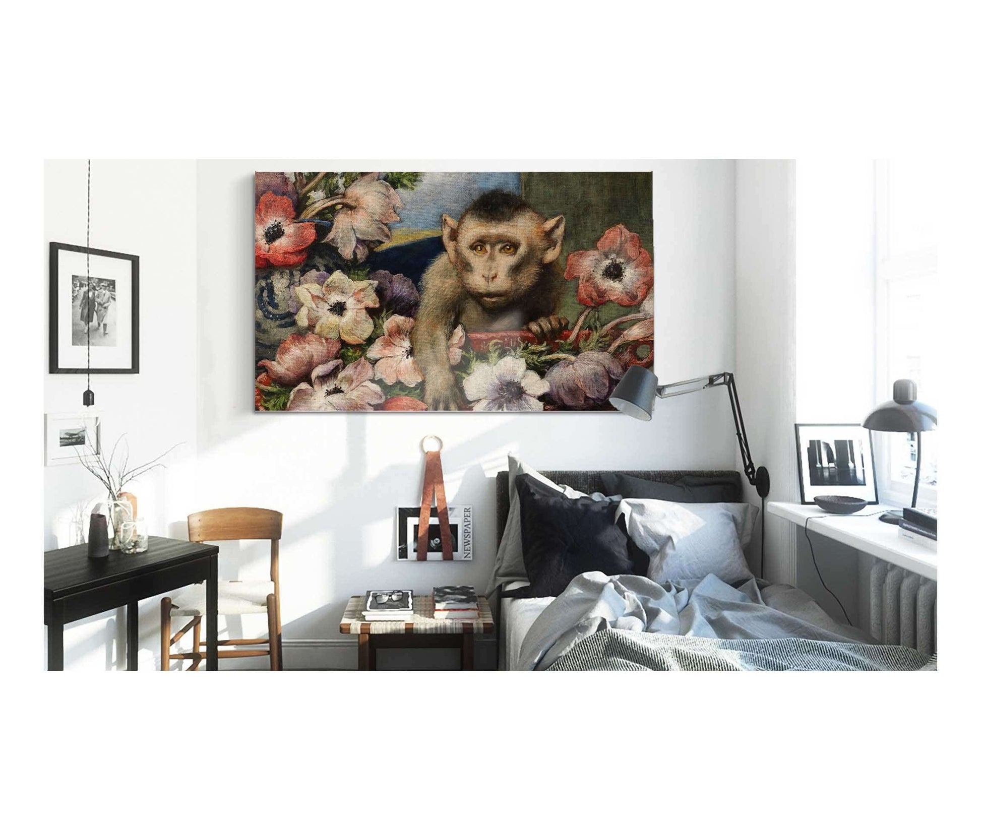 Geburtstagsblumen Affe Mit Anemonen by Gabriel Von Max