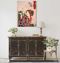 Geisha By Cherry Trees At Pm by Tsukioka Yoshitoshi