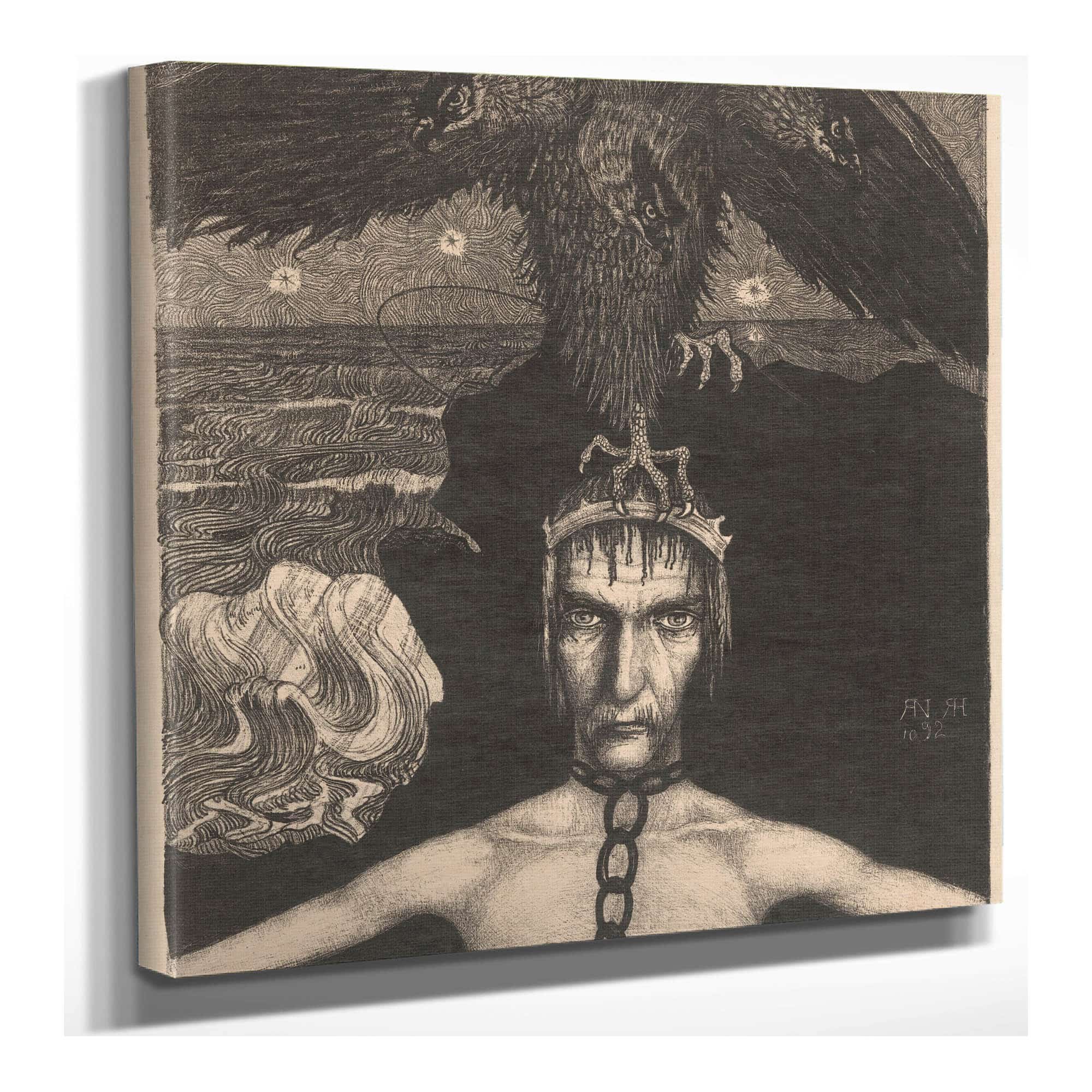 Geketende Man Met Driekoppige Roofvogel Op Het Hoofd by Richard Nicolaus Roland Holst