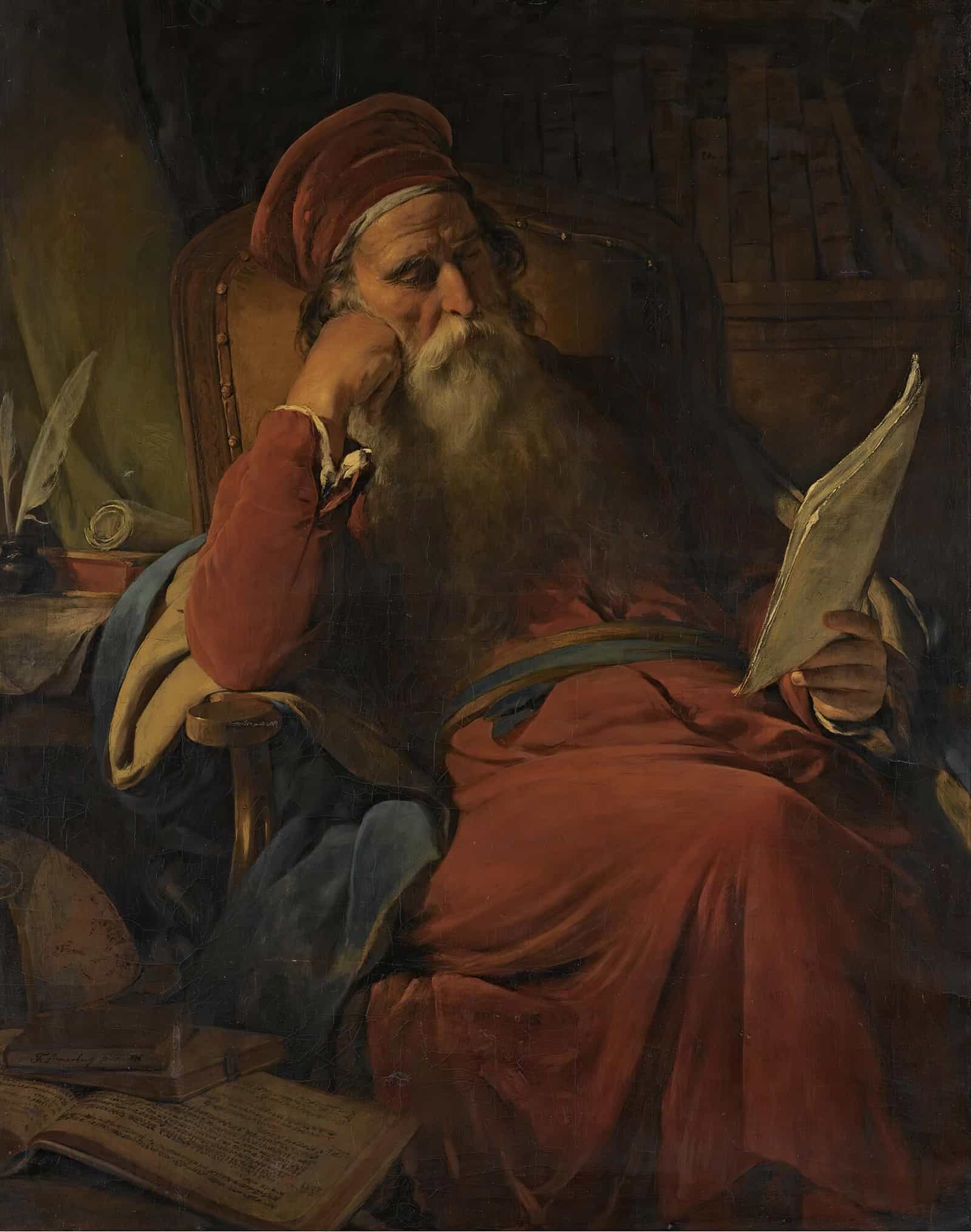 Gelehrter In Seiner Studierstube Scholar In His Study by Friedrich Von Amerling