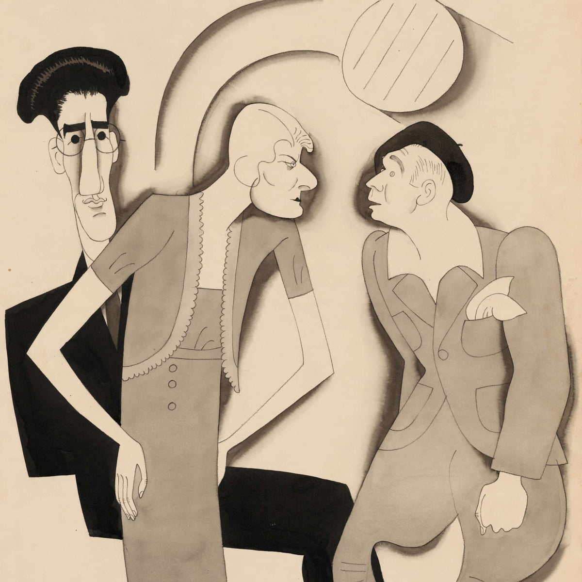 George Kaufman With Jean Dixon And Hugh Oconnell by Ralph Barton