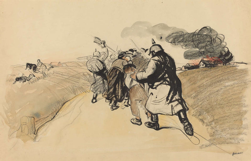 German Raid On A Village by Jean Louis Forain