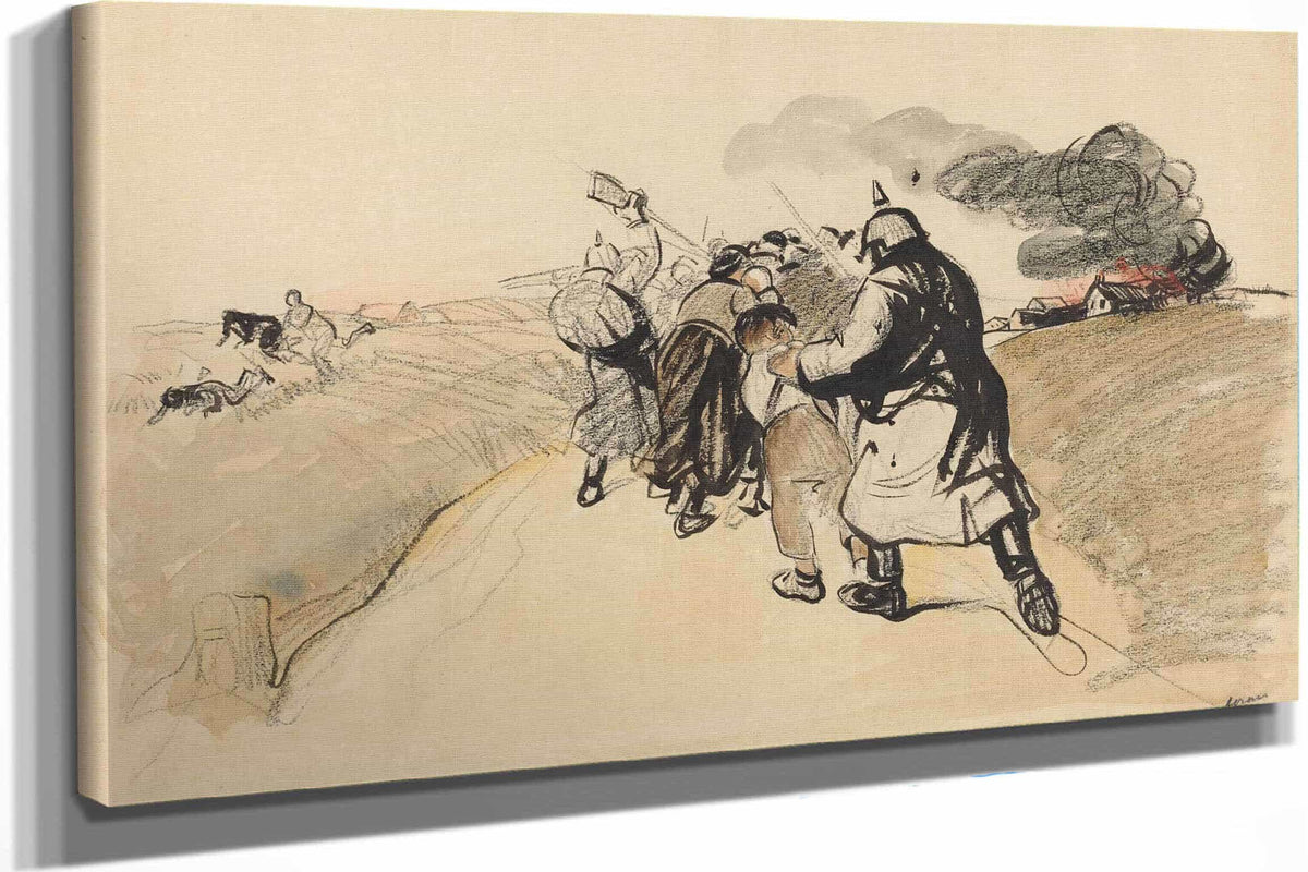 German Raid On A Village by Jean Louis Forain