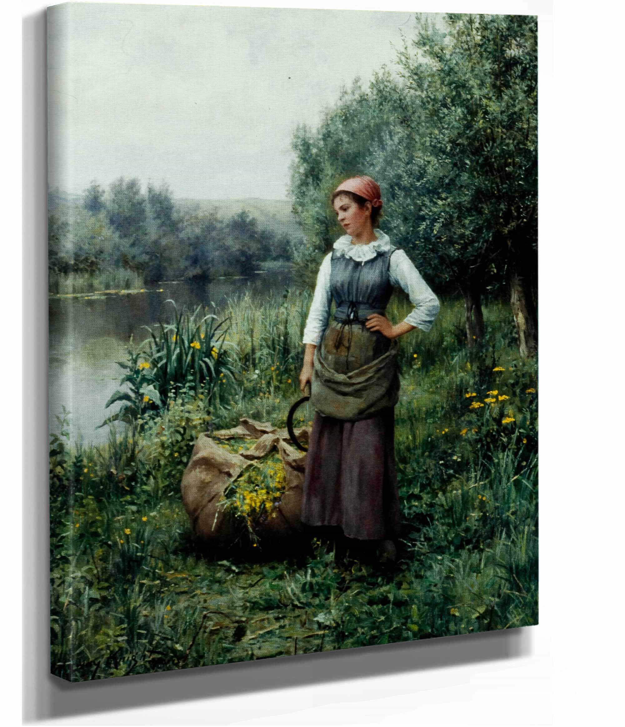 Girl By A Stream Flanders by Daniel Ridgway Knight