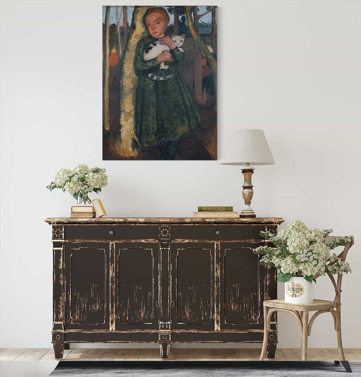 Girl In A Birch Forest With Cat by Paula Modersohn Becker