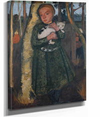 Girl In A Birch Forest With Cat by Paula Modersohn Becker