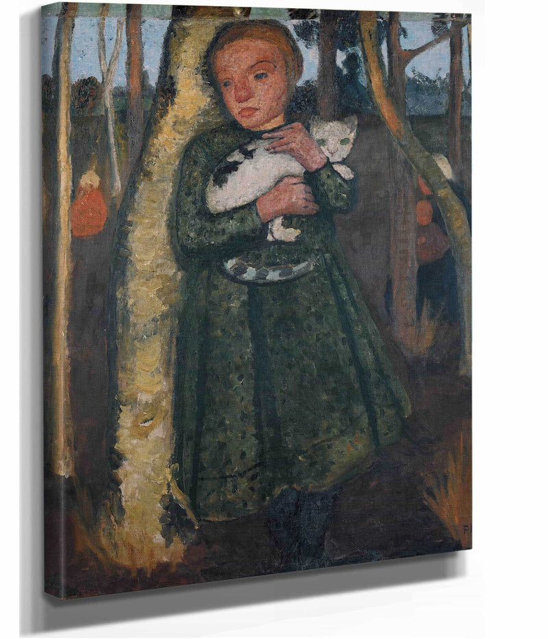Girl In A Birch Forest With Cat by Paula Modersohn Becker