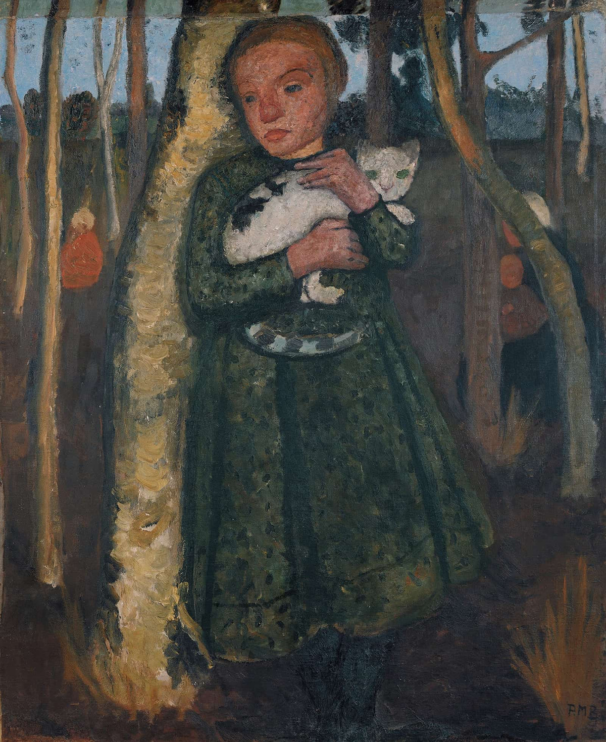 Girl In A Birch Forest With Cat by Paula Modersohn Becker