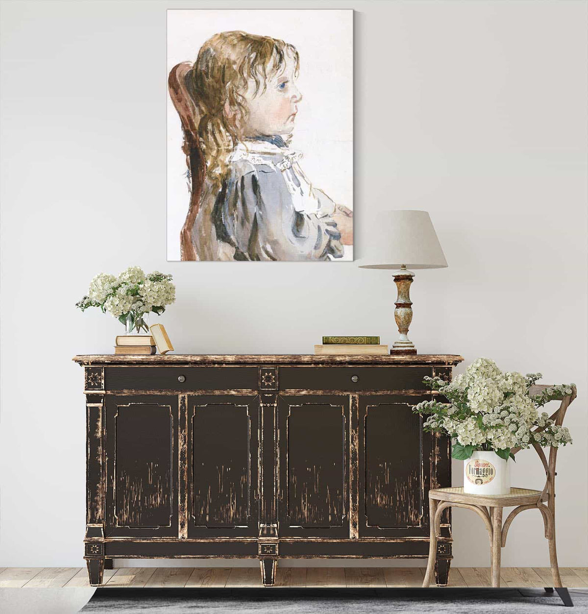 Girl In A Pinafore Between And by David Cox