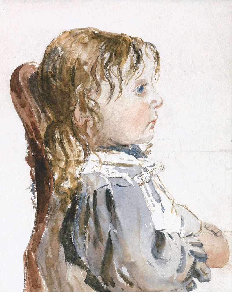 Girl In A Pinafore Between And by David Cox