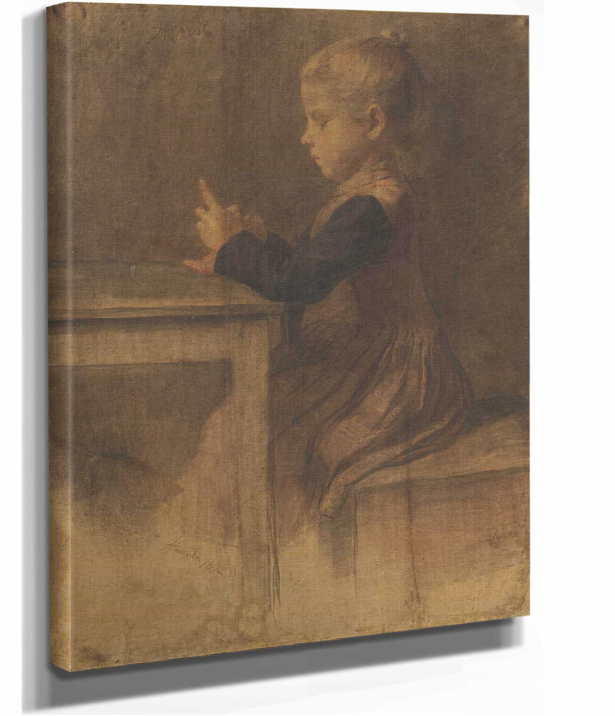 Girl Knitting by Jozef Hanula