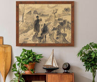 Girl Leading A Herd Of Cows Along A Road by Camille Pissarro