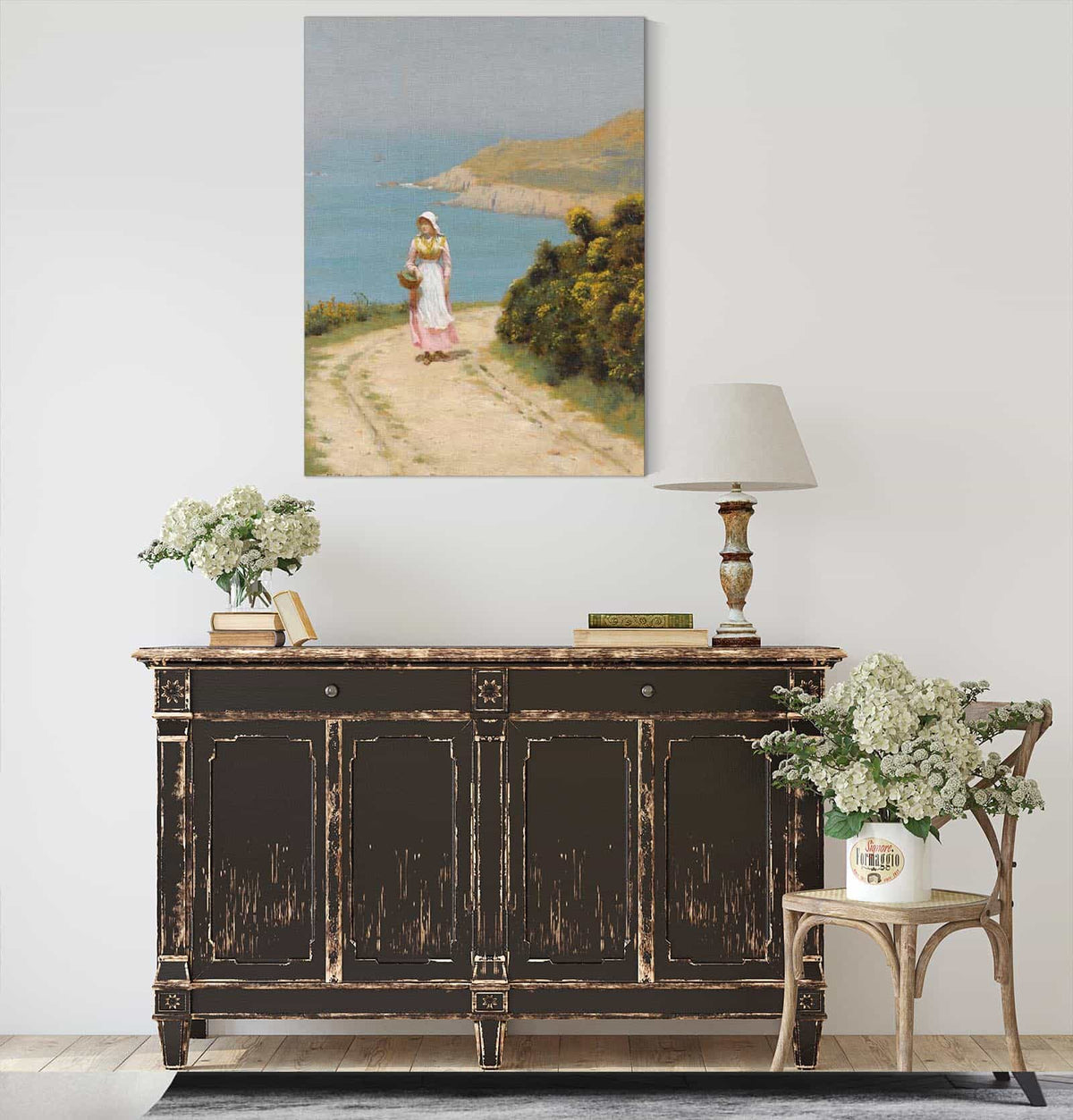 Girl On A Coastal Path by Edmund Blair Leighton