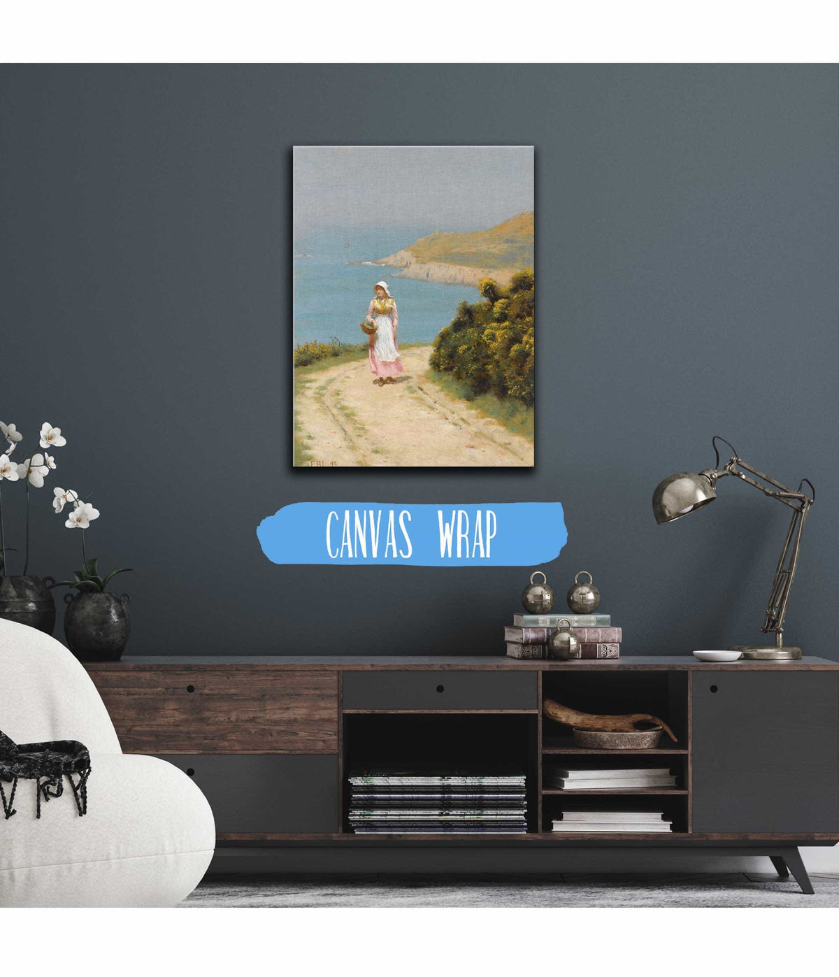 Girl On A Coastal Path by Edmund Blair Leighton