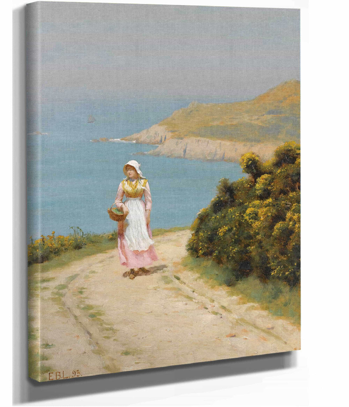 Girl On A Coastal Path by Edmund Blair Leighton