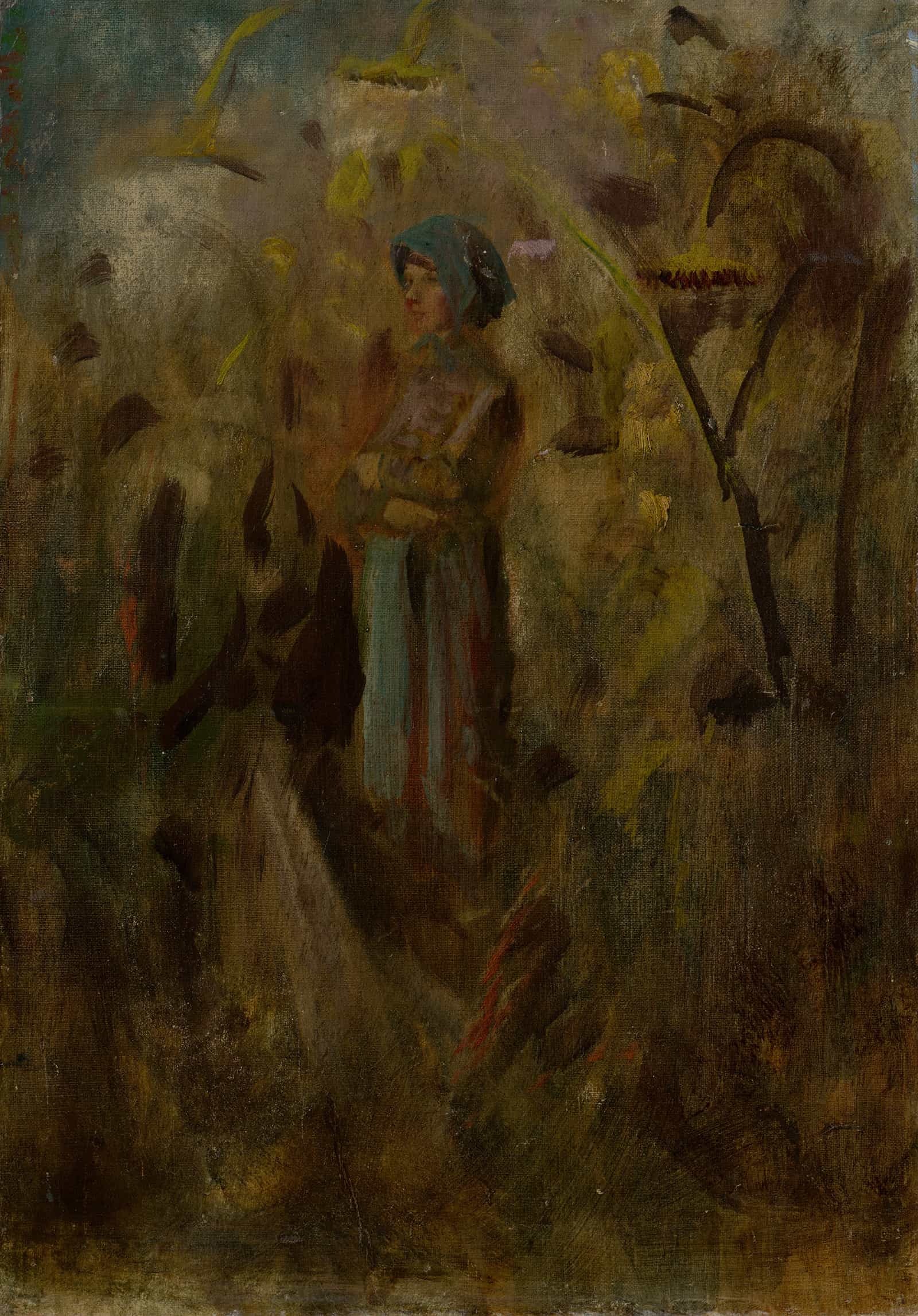 Girl On A Field by Ladislav Mednyanszky