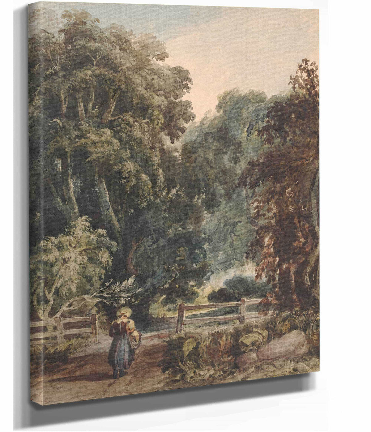 Girl On Lane Entering Wooded Area by Thomas Sully