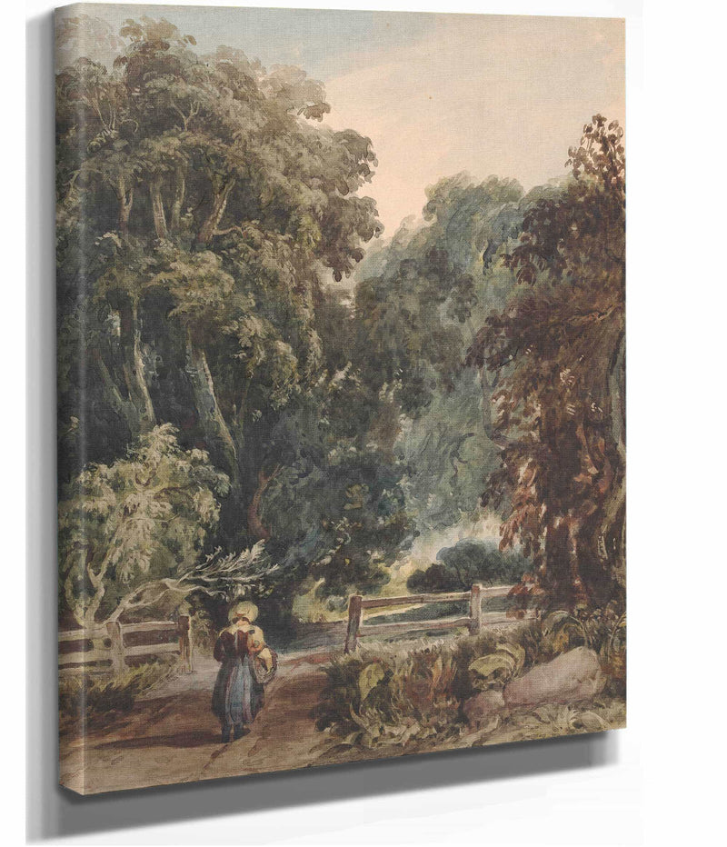 Girl On Lane Entering Wooded Area by Thomas Sully