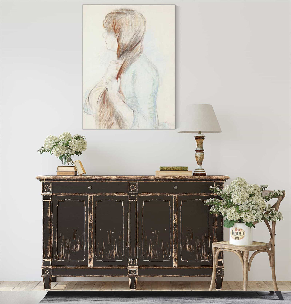 Girl Plaiting Her Hair La Natte   by Berthe Morisot