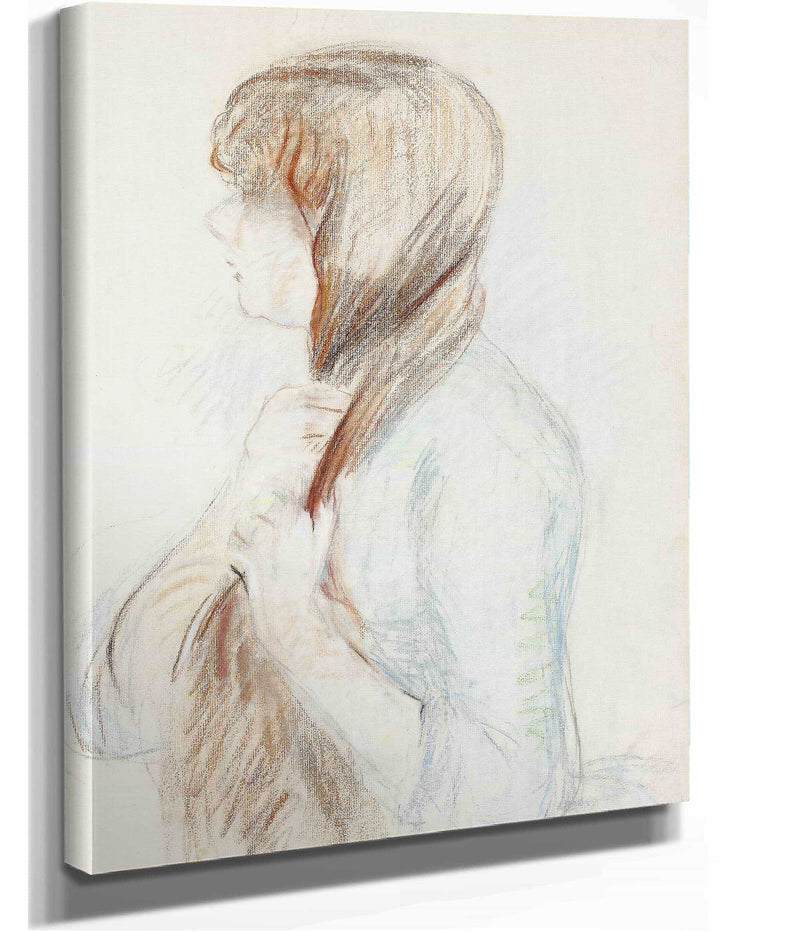 Girl Plaiting Her Hair La Natte   by Berthe Morisot
