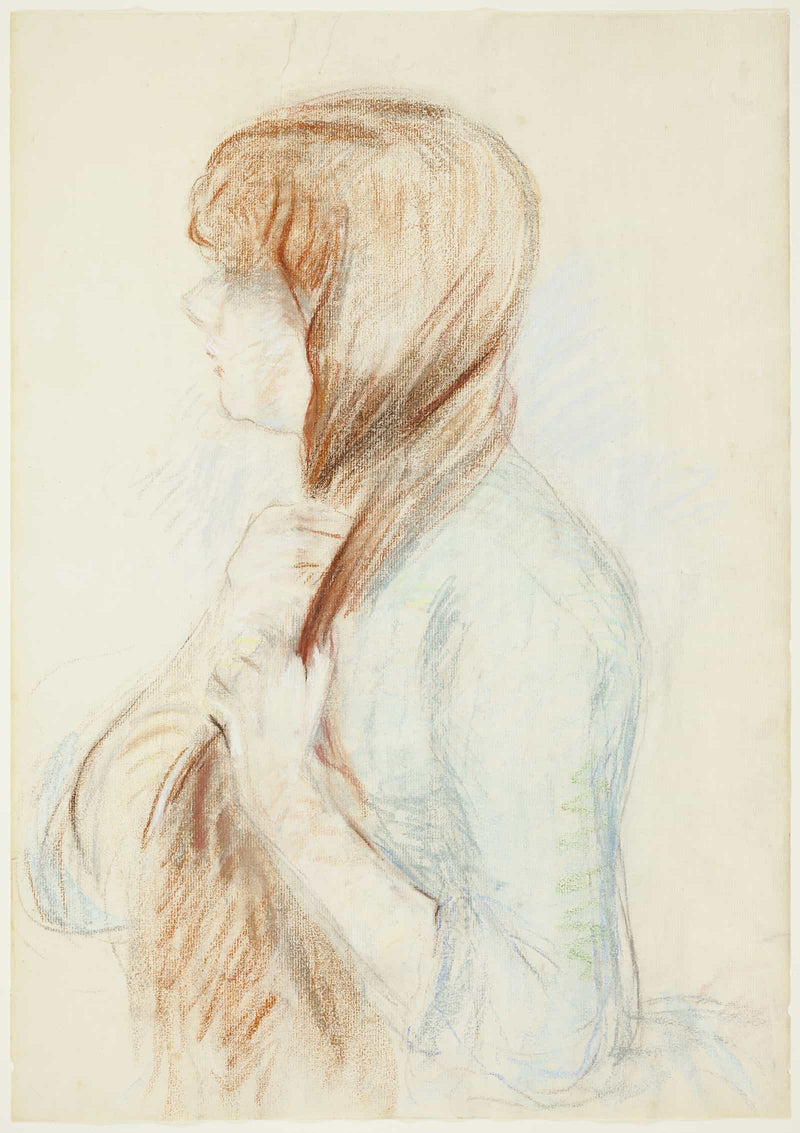 Girl Plaiting Her Hair La Natte by Berthe Morisot