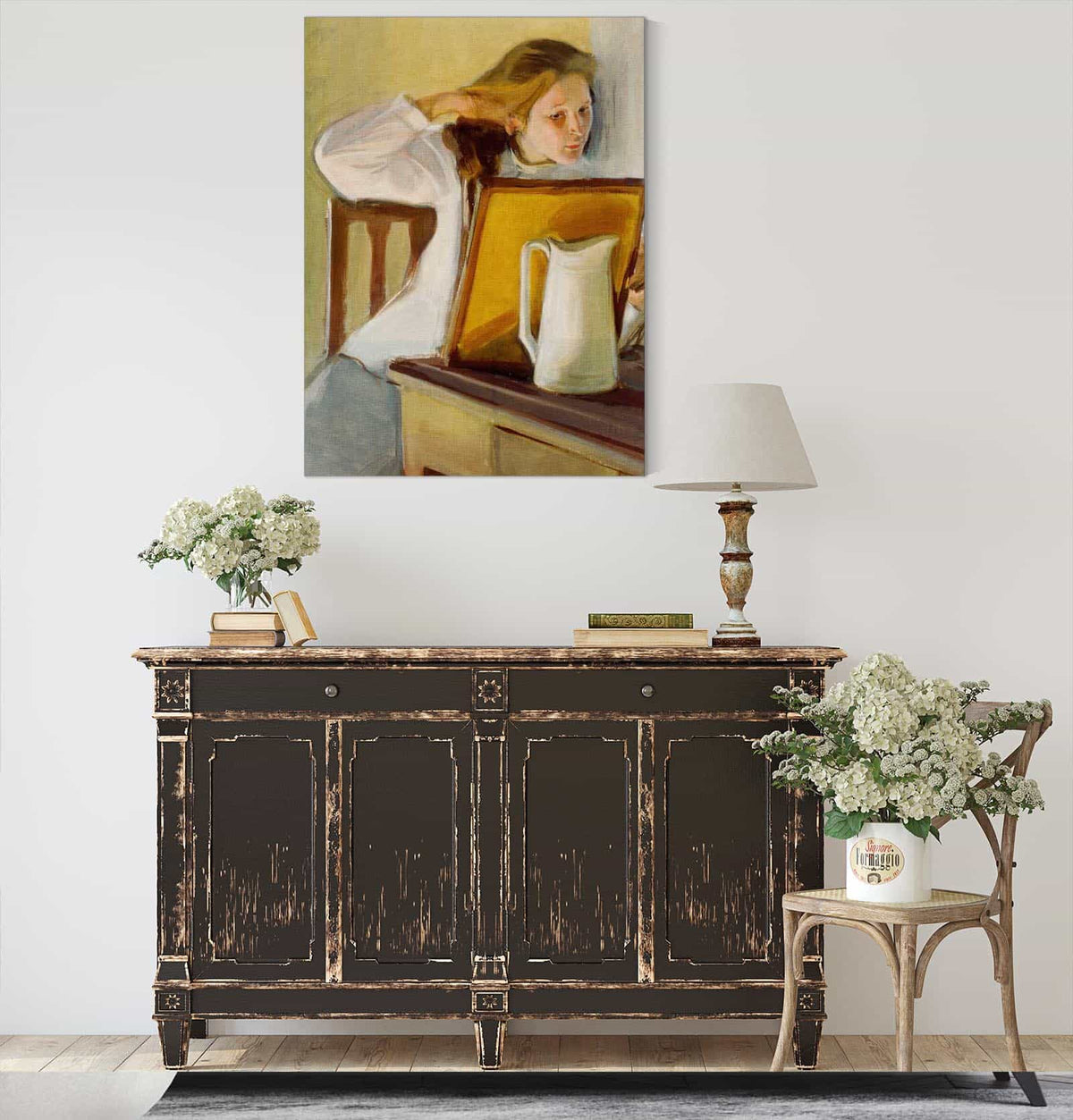 Girl Straightening Her Hair by Magnus Enckell