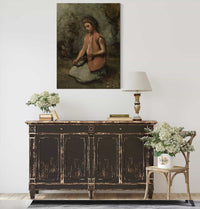 Girl Weaving A Garland   by Jean Baptiste Camille Corot