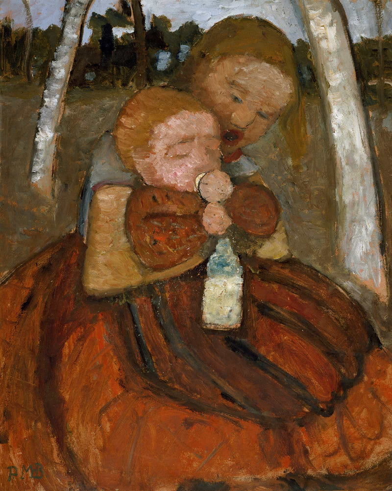Girl With A Baby Among Birch Trees by Paula Modersohn Becker