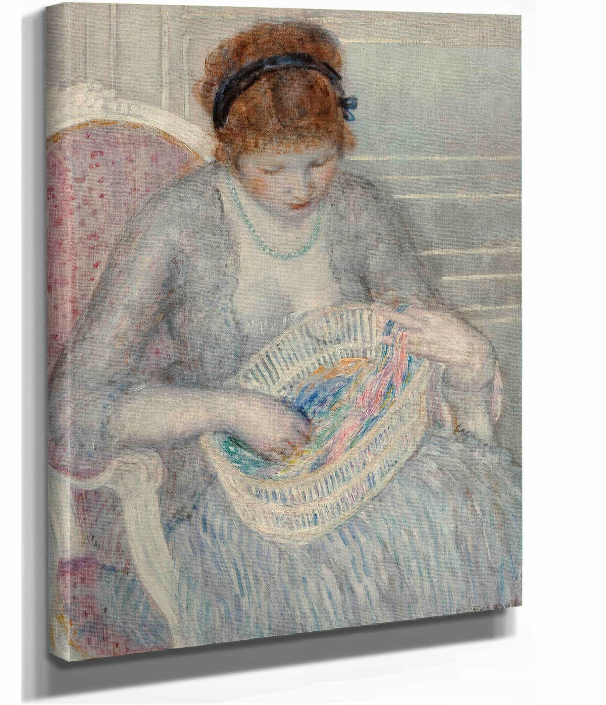 Girl With A Basket Of Ribbons by Frederick Carl Frieseke