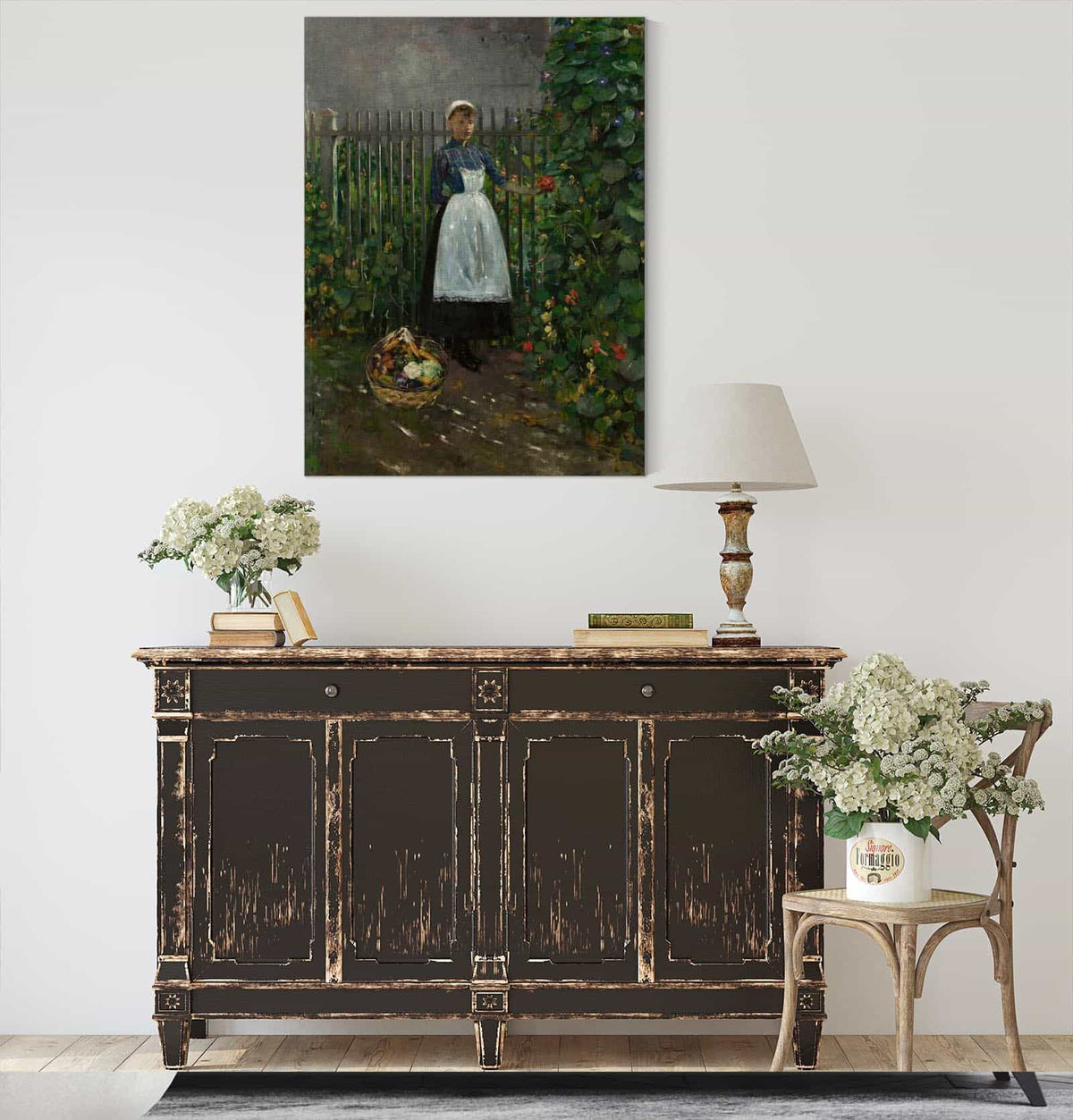 Girl With A Basket Of Vegetables In The Garden by Olga Boznanska