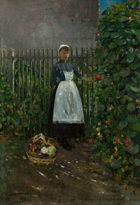 Girl With A Basket Of Vegetables In The Garden by Olga Boznanska