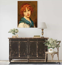 Girl With A Blue Scarf by Eugen Von Blaas