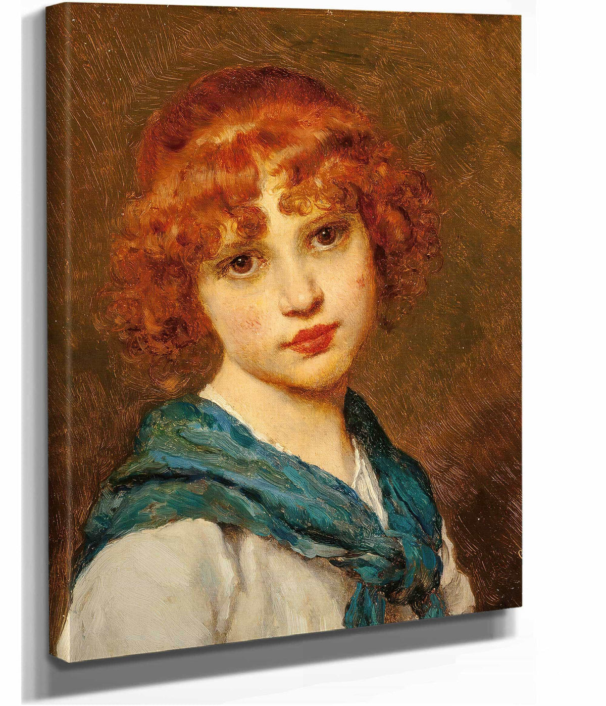 Girl With A Blue Scarf by Eugen Von Blaas