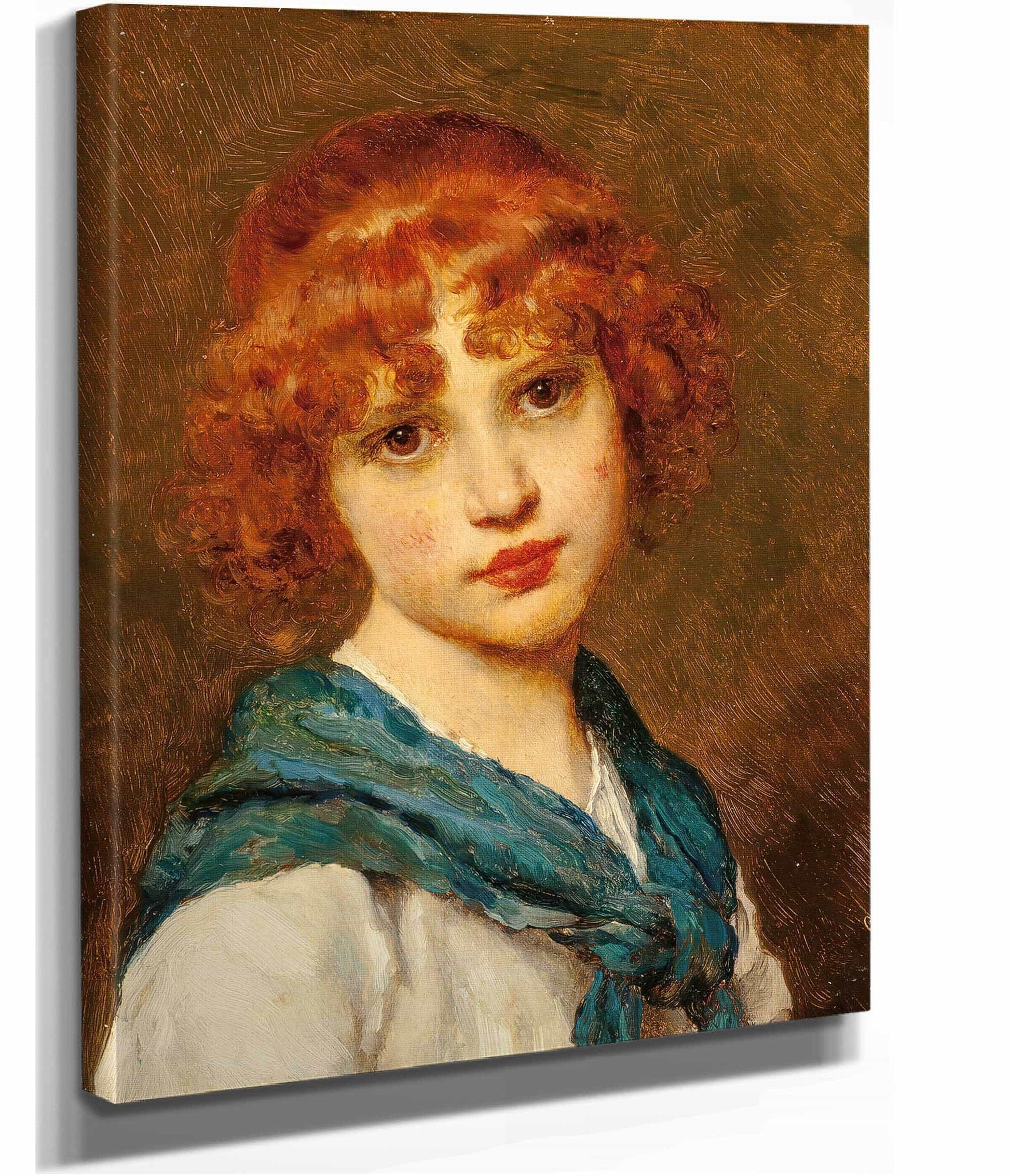 Girl With A Blue Scarf by Eugen Von Blaas