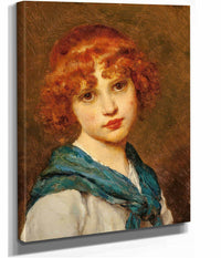 Girl With A Blue Scarf by Eugen Von Blaas