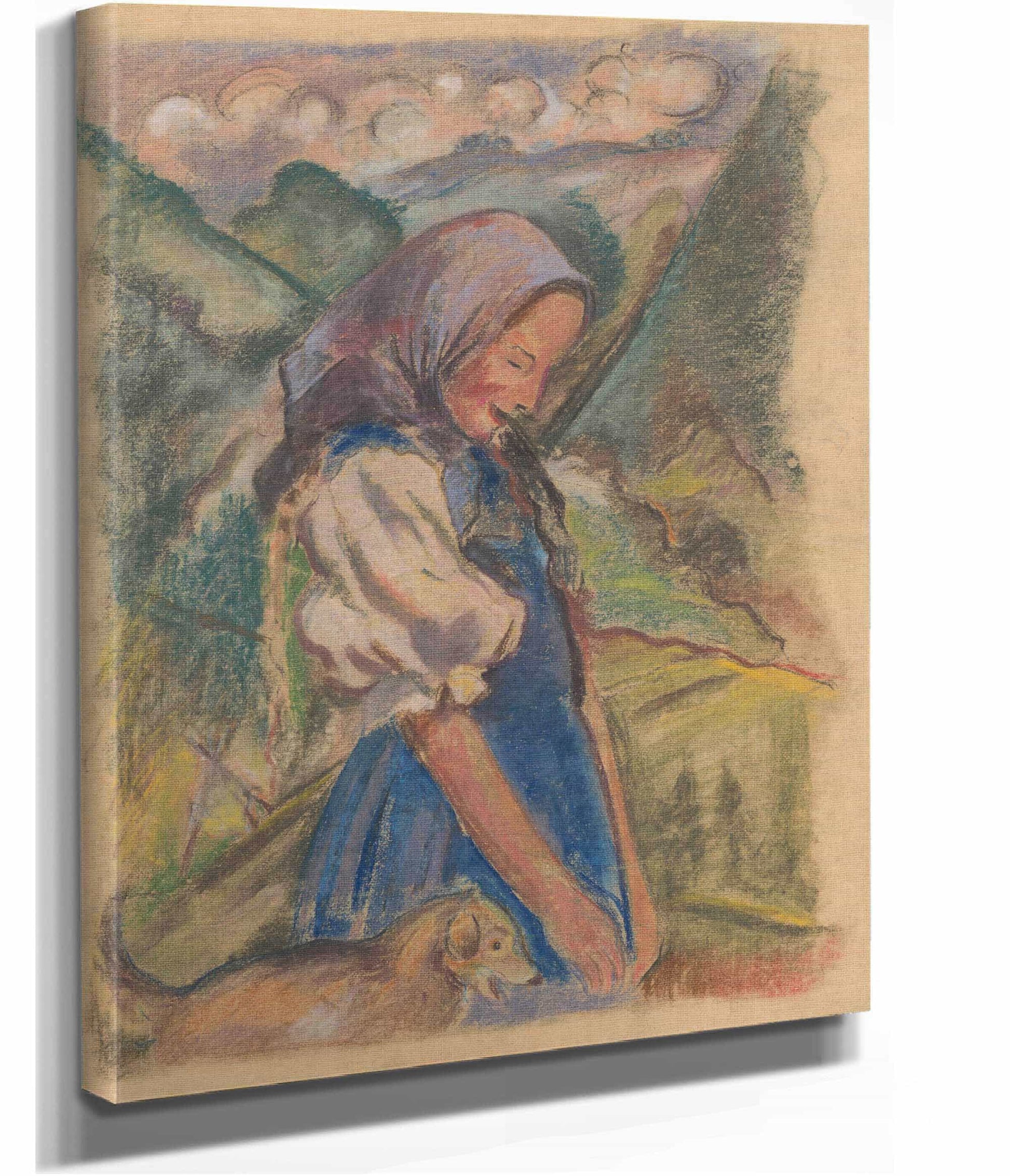 Girl With A Dog In A Landscape   by Arnold Peter Weisz Kubincan