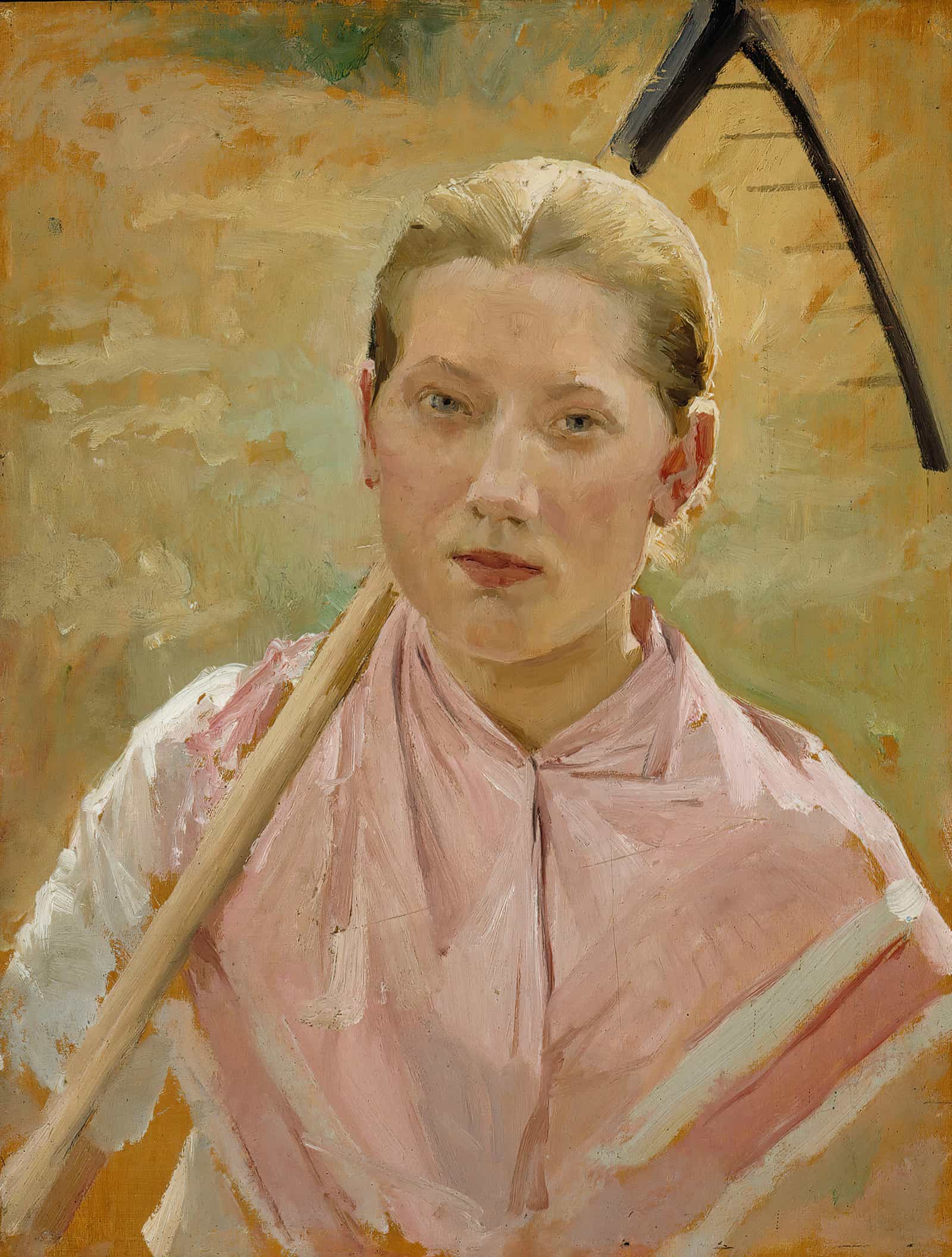 Girl With A Rake Study For August by Albert Edelfelt