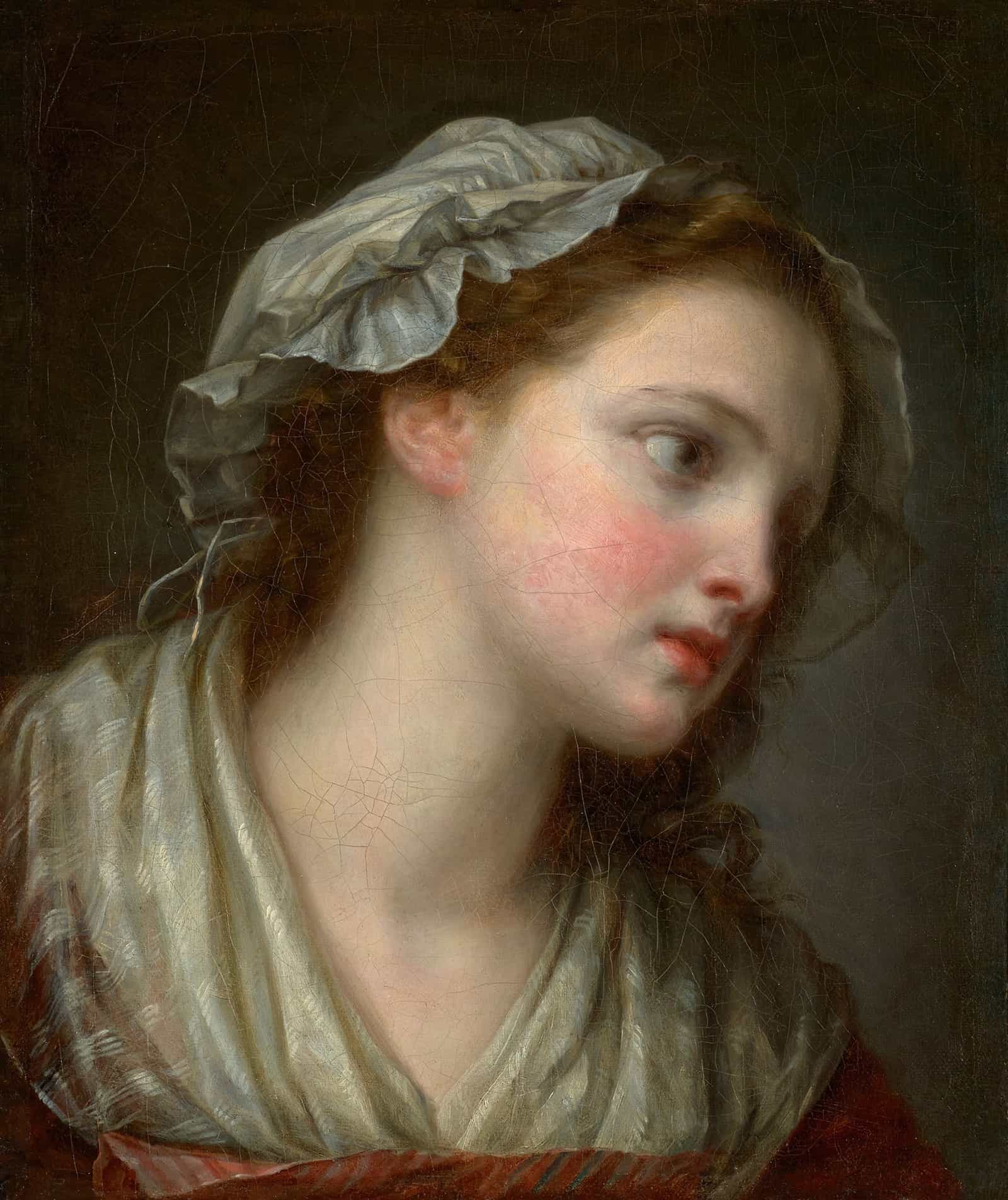Girl With Bonnet About by Jean Baptiste Greuze