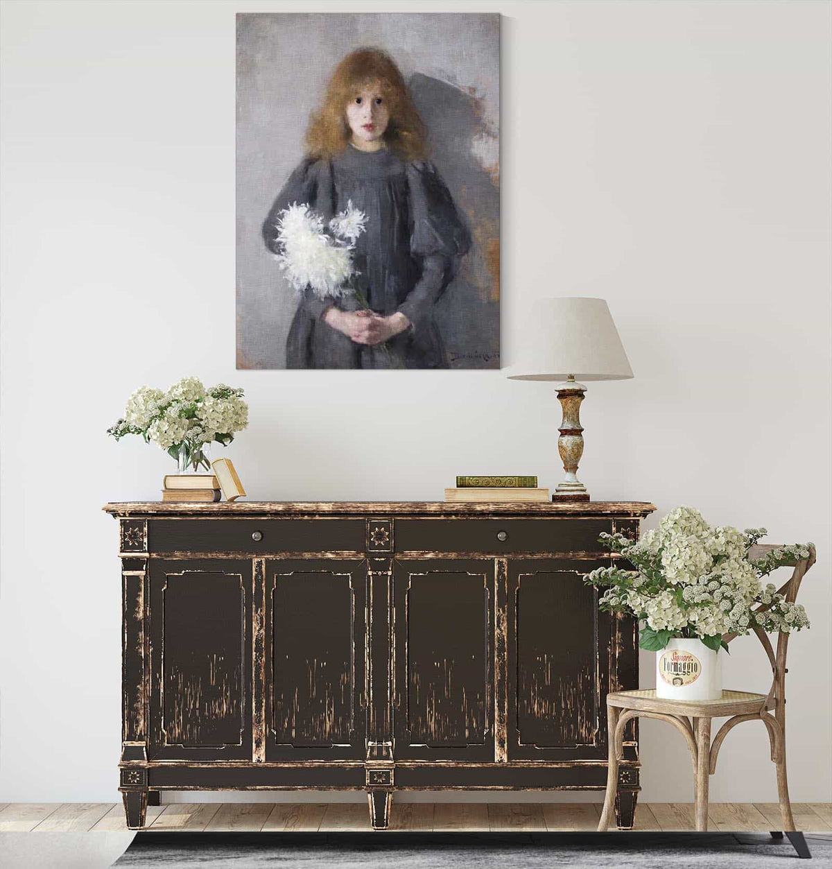 Girl With Chrysanthemums by Olga Boznanska