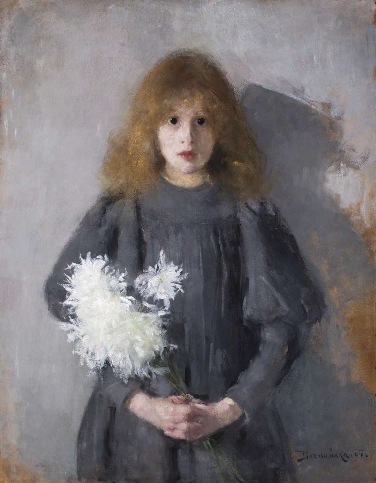 Girl With Chrysanthemums by Olga Boznanska