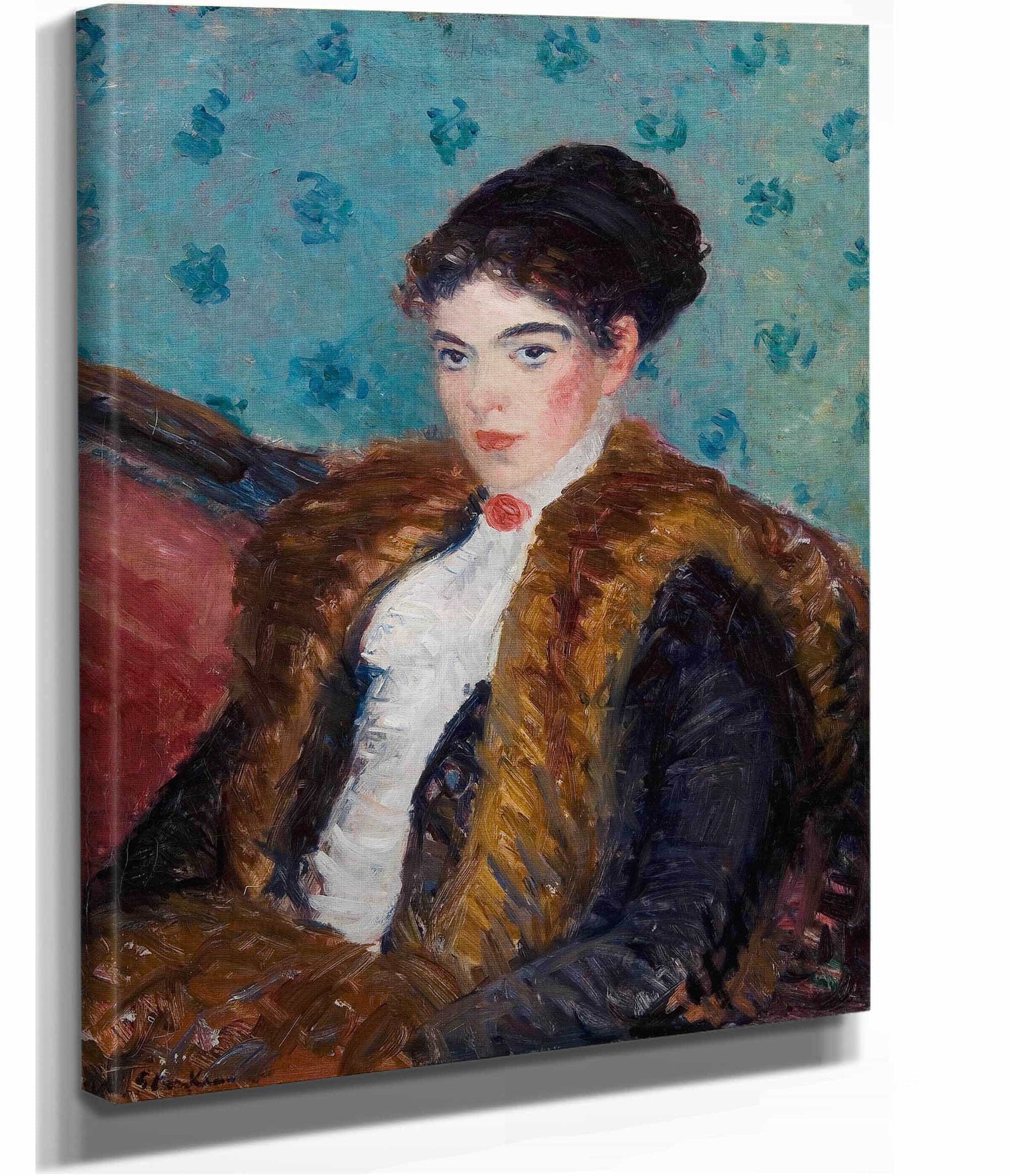 Girl With Fox Furs by William James Glackens