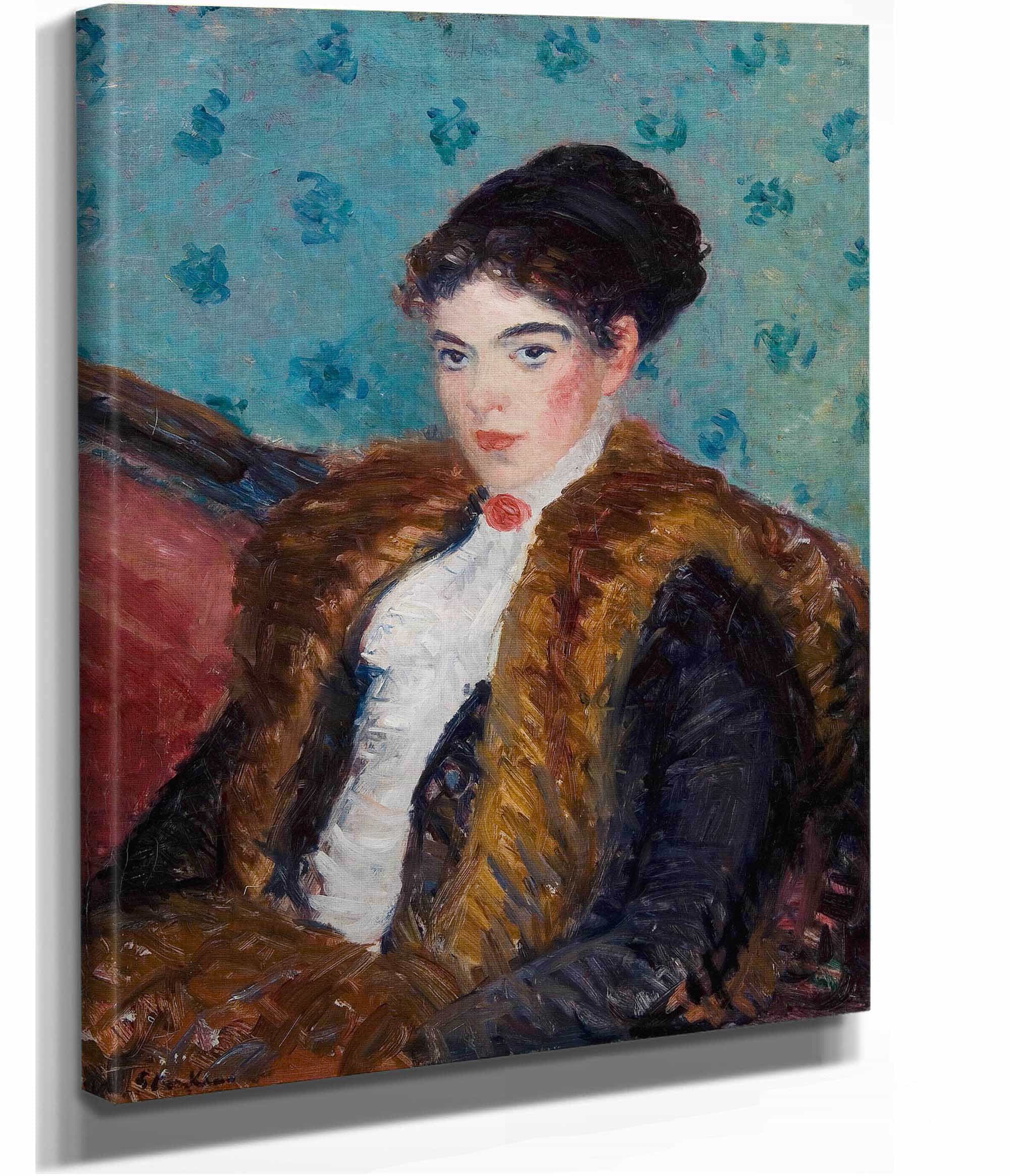 Girl With Fox Furs by William James Glackens