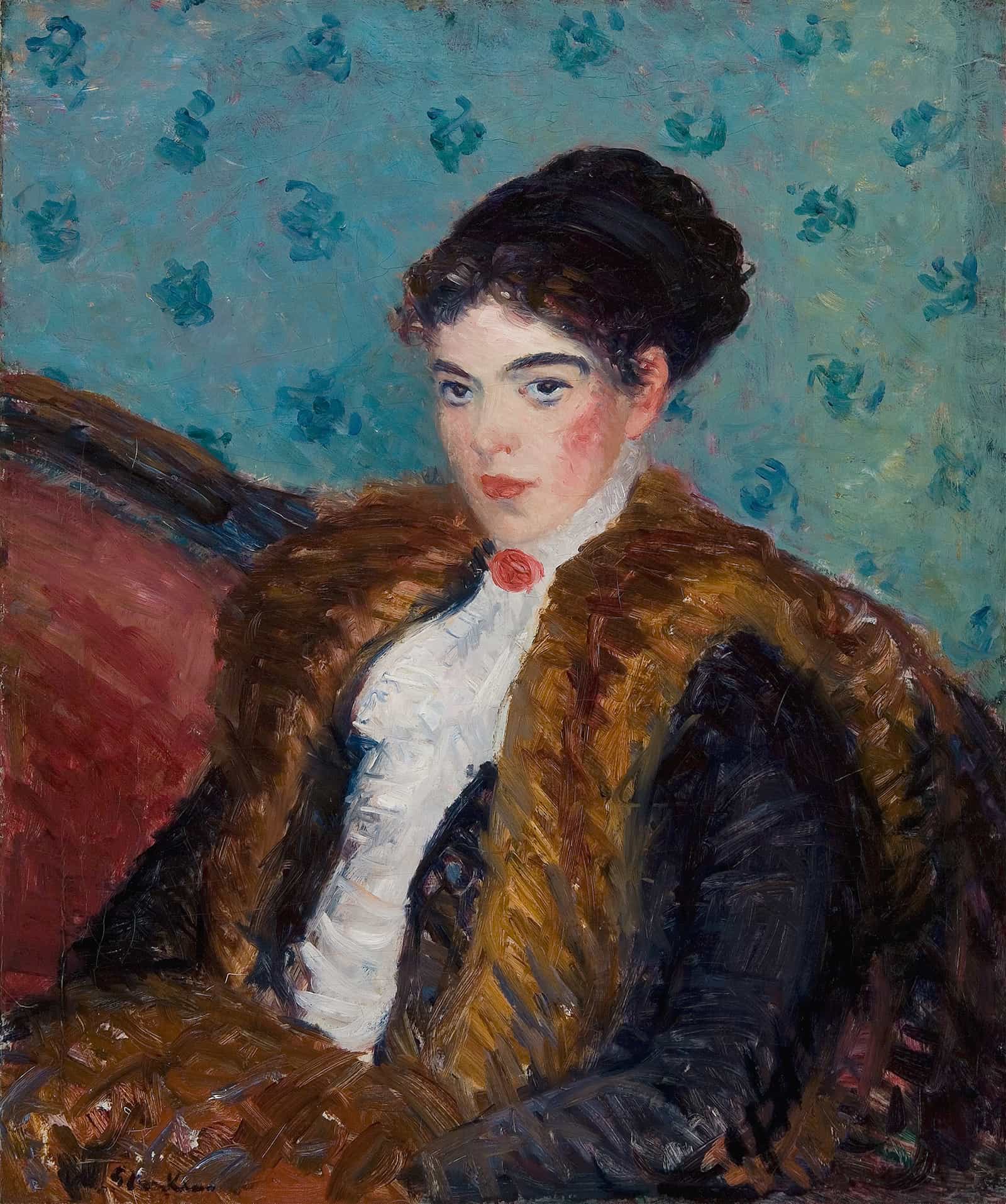 Girl With Fox Furs by William James Glackens