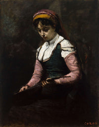 Girl With Mandolin   by Jean Baptiste Camille Corot