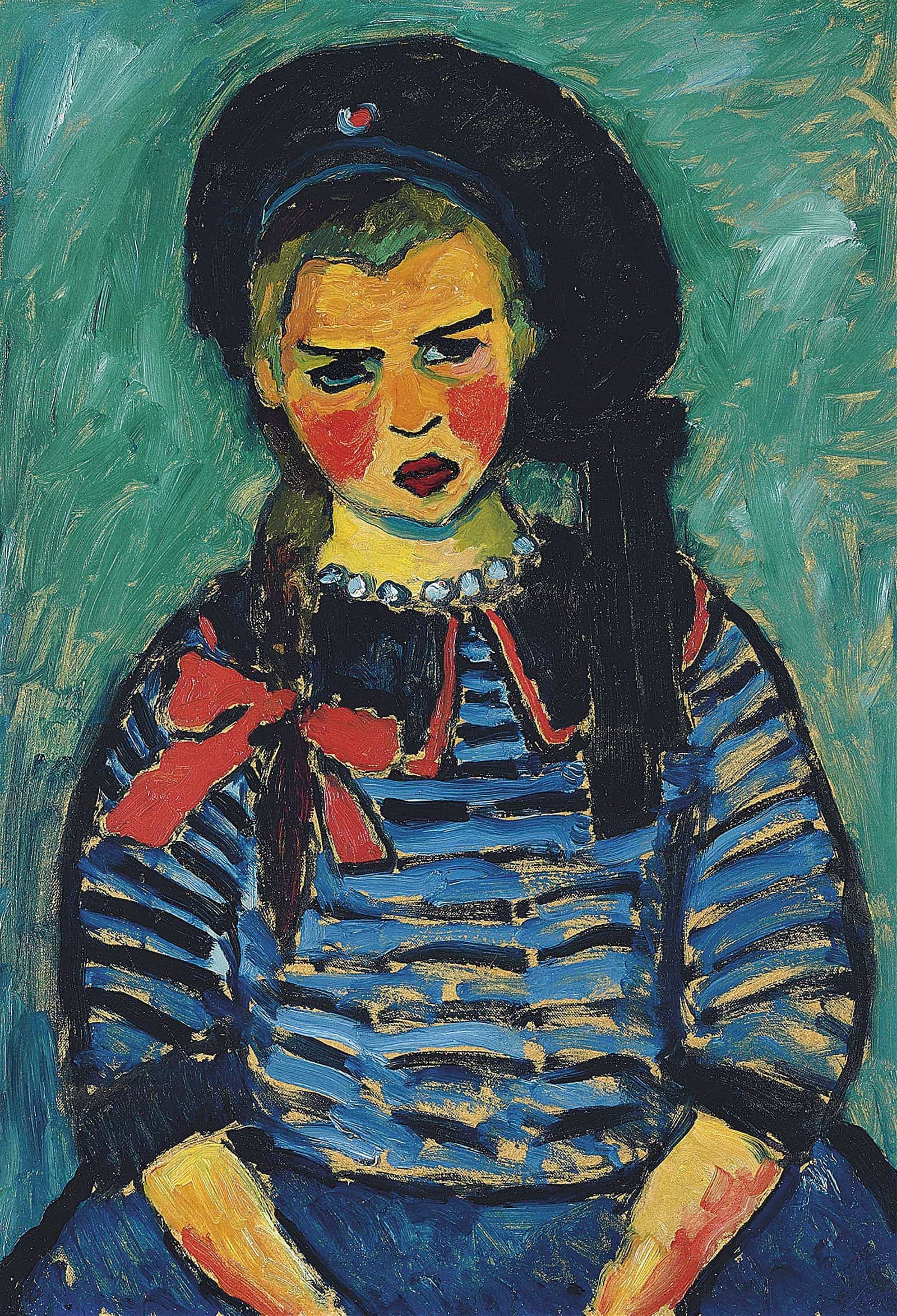 Girl With Red Ribbon by Alexej Von Jawlensky