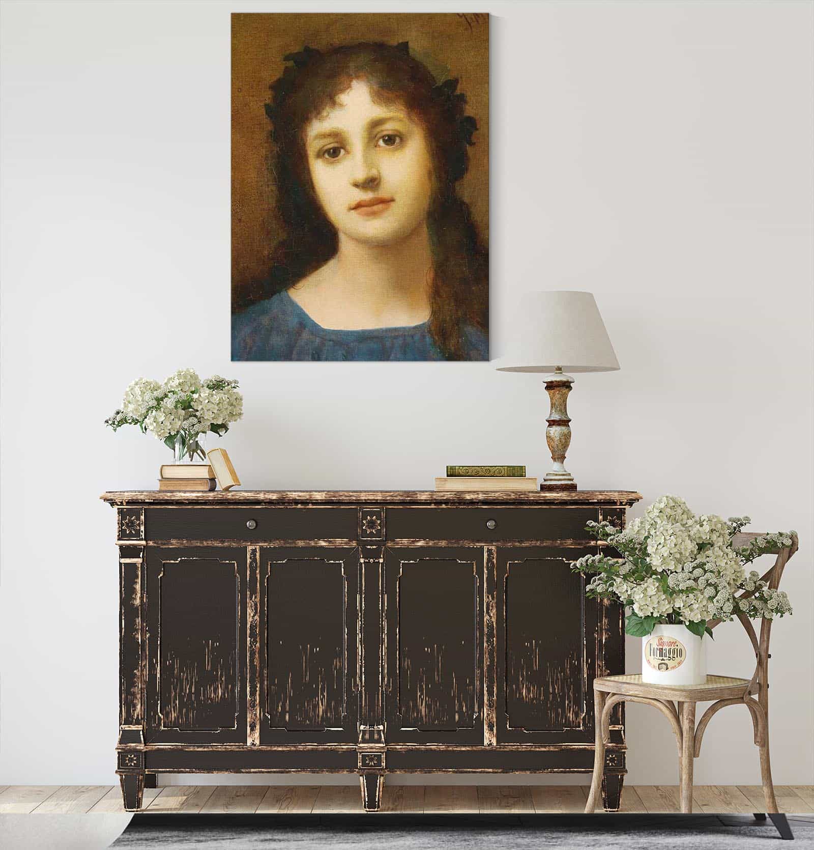 Girl With Vine Leaves In Her Hair by Gabriel Von Max