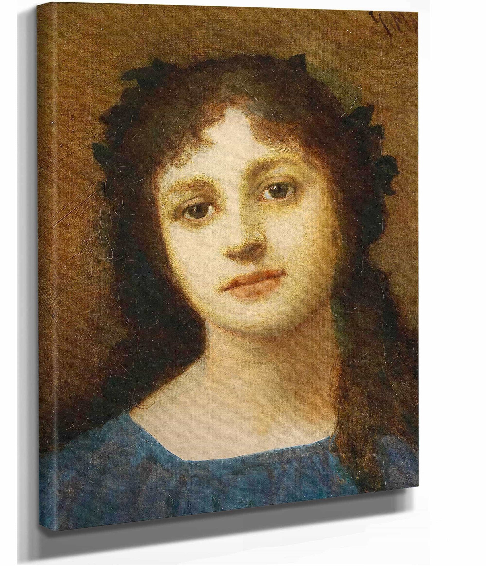 Girl With Vine Leaves In Her Hair by Gabriel Von Max