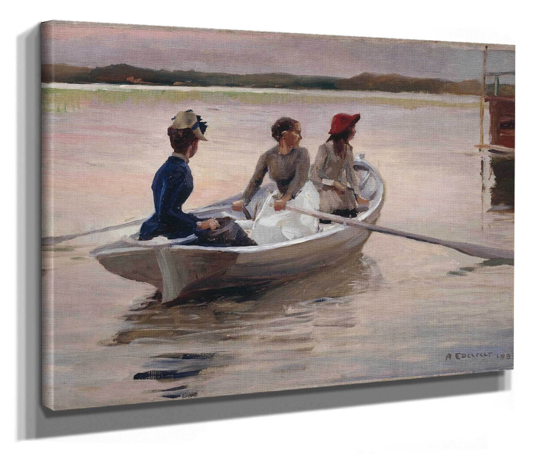 Girls In A Rowing Boat Summer In The Archipelago by Albert Edelfelt