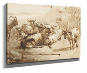 Goats And Sheep In A Landscape  by Giovanni Domenico Tiepolo
